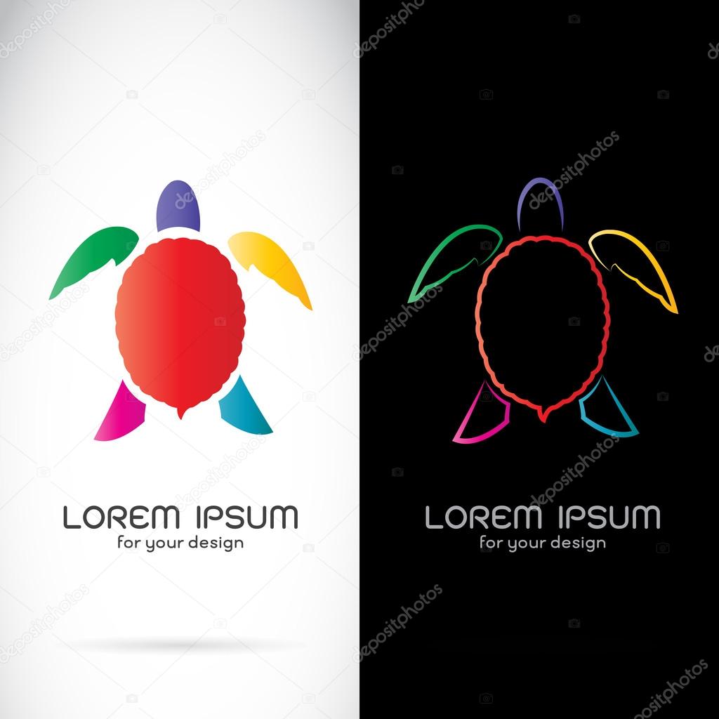 Vector image of an turtle design on black background and white background, Logo, Symbol