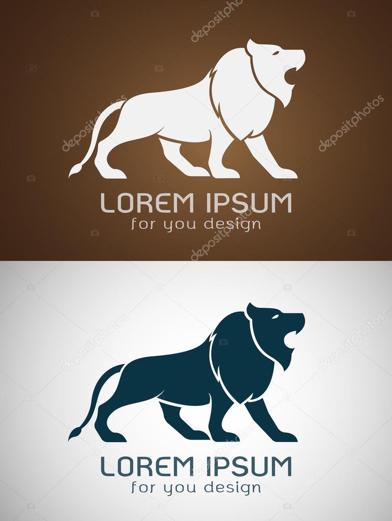 Vector image of an lion design on white background and brown bac