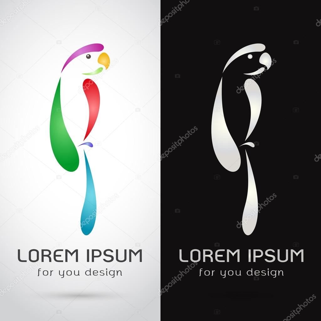 Vector image of an parrot  design on white background and black background, Logo, Symbol