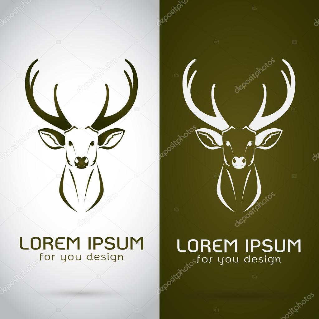 Vector image of an deer design on white background and brown bac