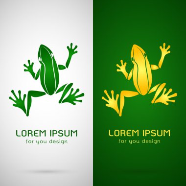 Vector image of an frog design on white background and green bac