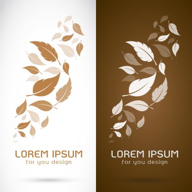 Vector image of an leaves design on white background and brown b