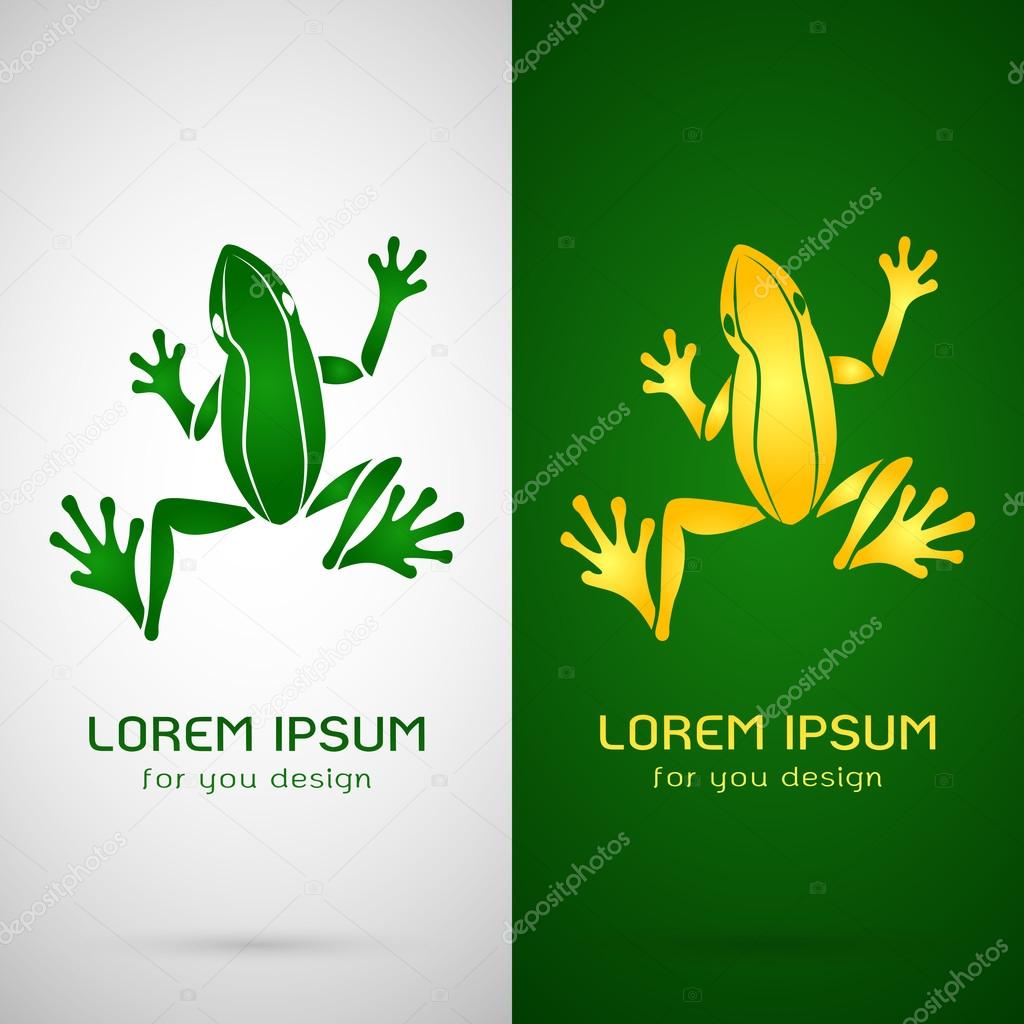 Vector image of an frog design on white background and green background, Logo, Symbol