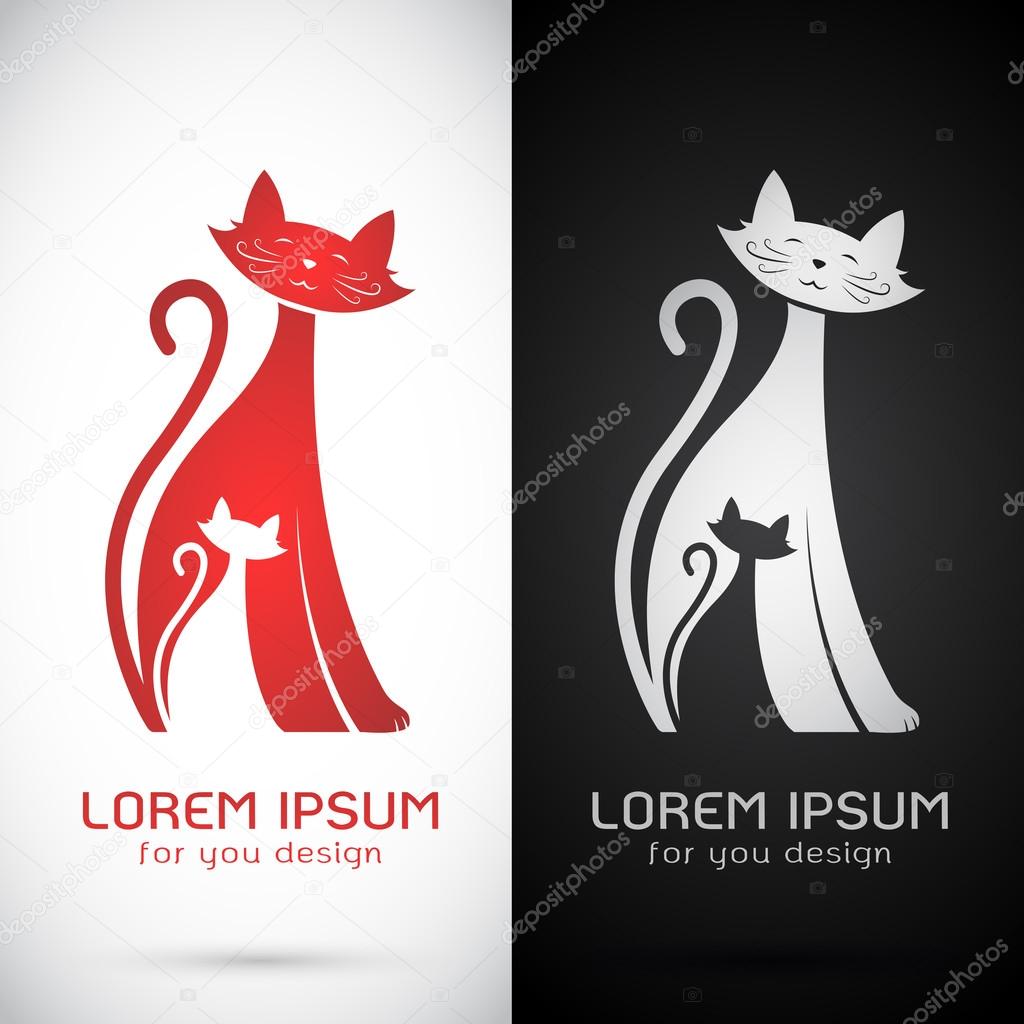 Vector image of an cat design on white background and red background, Logo, Symbol