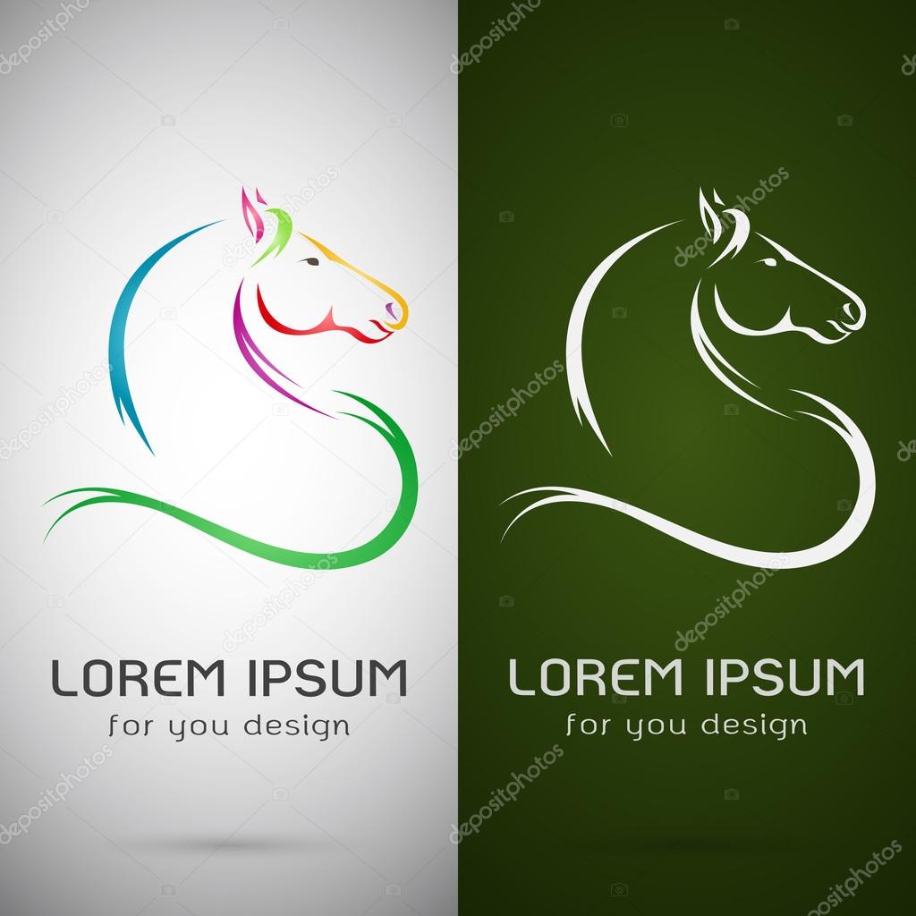 Vector image of an horse design on white background and green background, Logo, Symbol