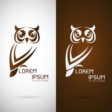 Vector image of an owl design on white background and brown back clipart