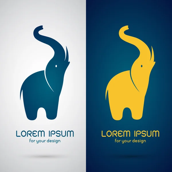 Vector image of an elephant design on white background and blue — Stok Vektör