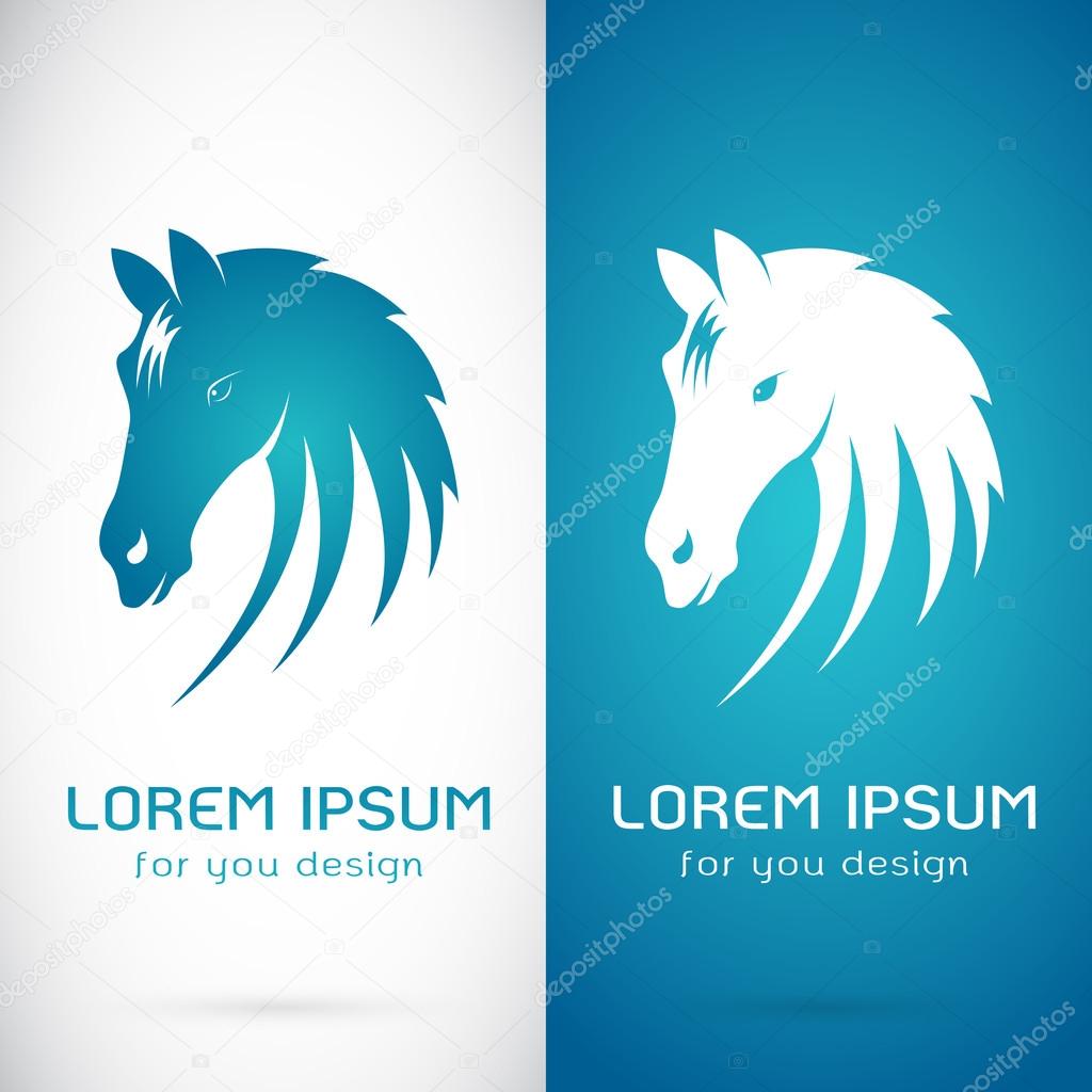 Vector image of an horse design on white background and blue bac