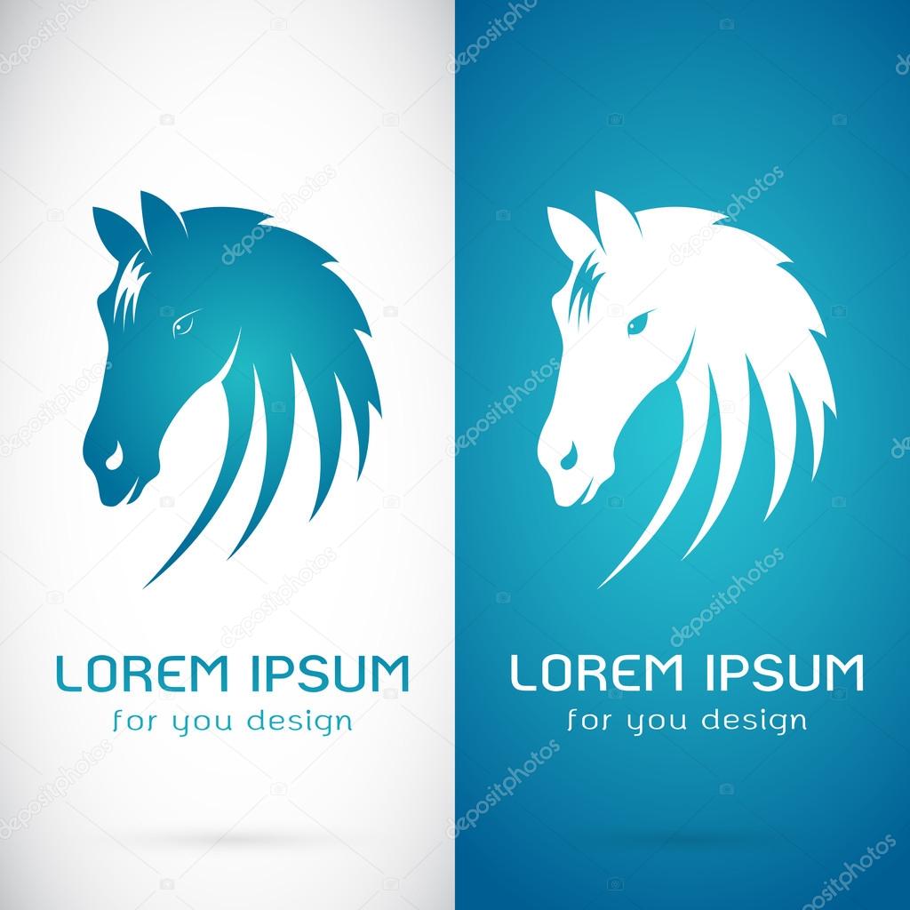 Vector image of an horse design on white background and blue background, Logo, Symbol