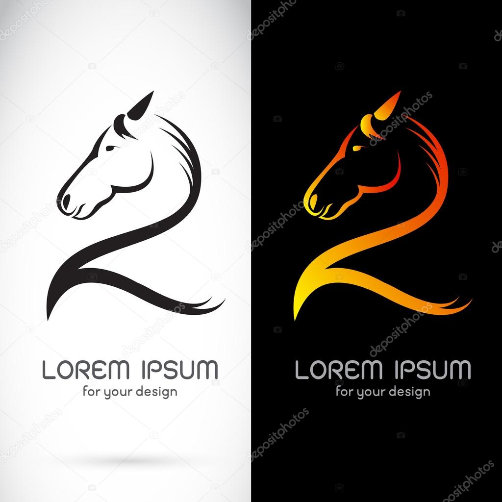 Vector image of an horse design on white background and black background, Logo, Symbol