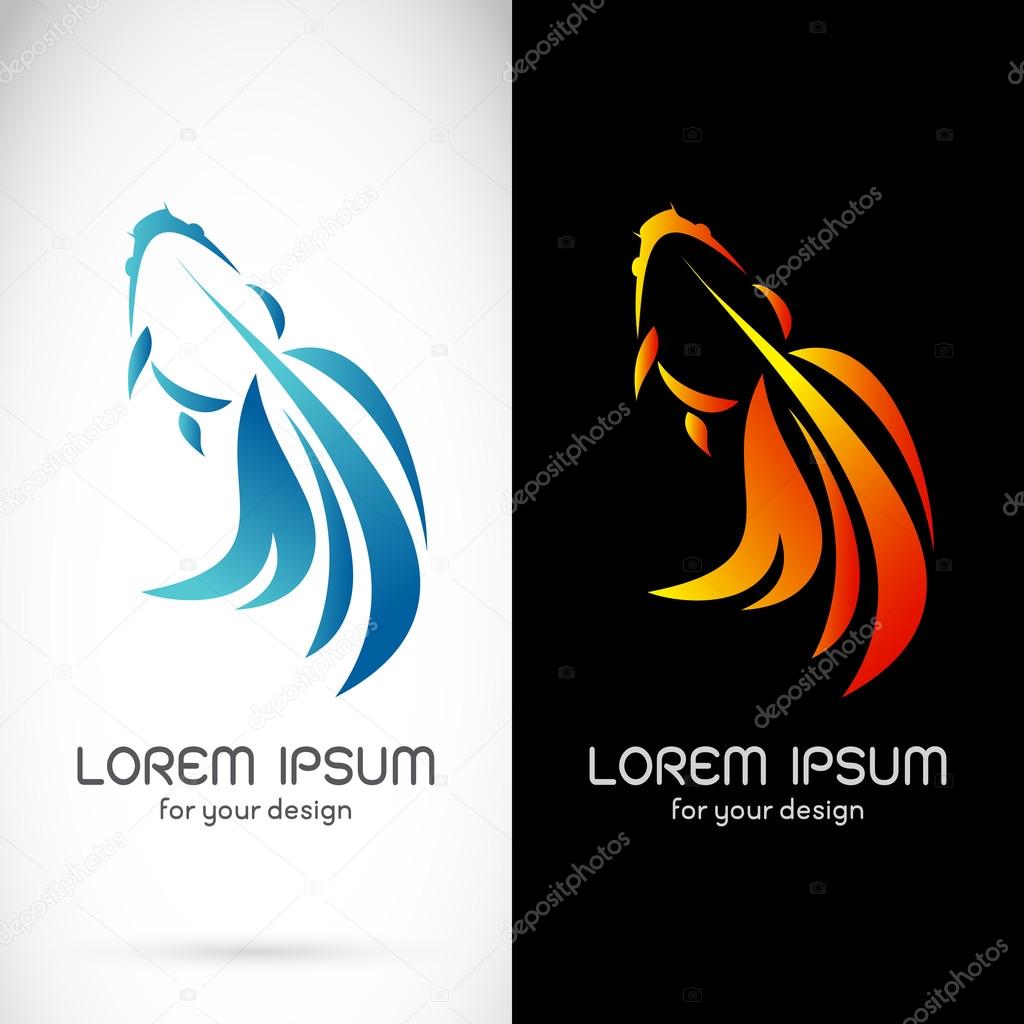 Vector image of an goldfish design on white background and black background, Logo, Symbol
