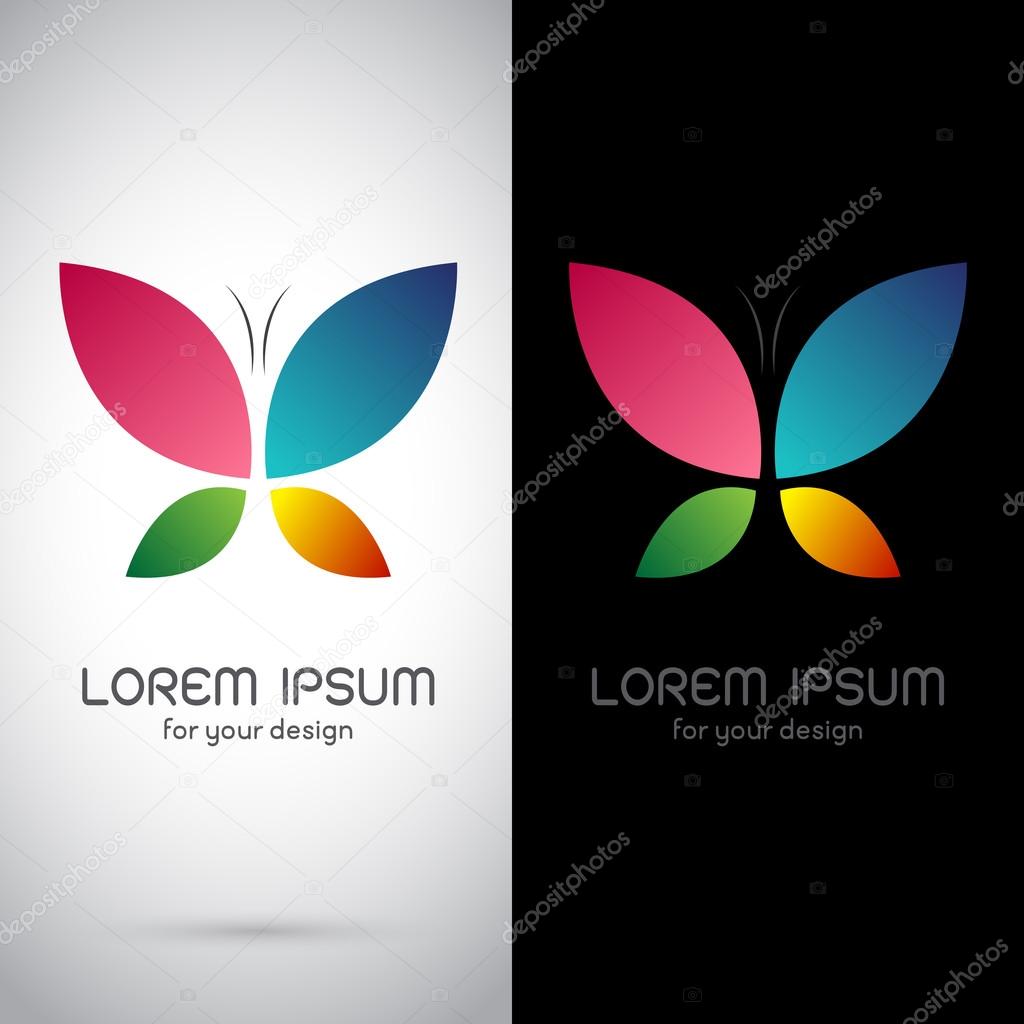 Vector image of an butterfly design on black background and white background, Logo, Symbol