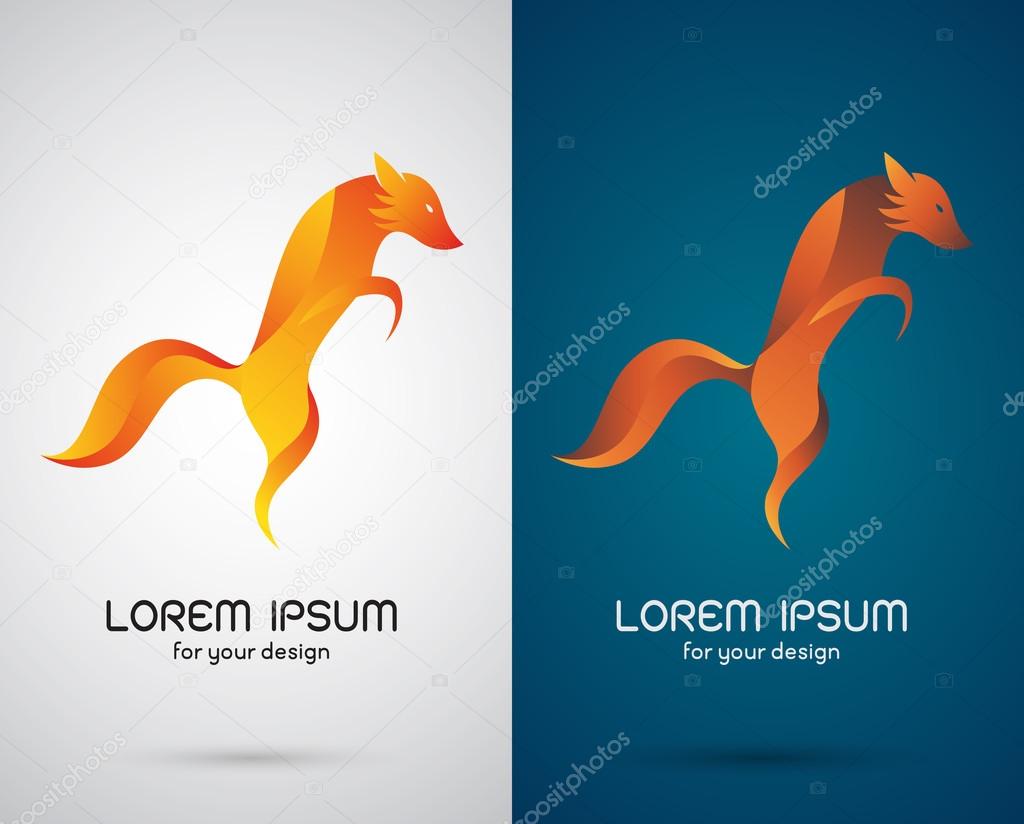 Vector image of an fox design on white background and blue backg