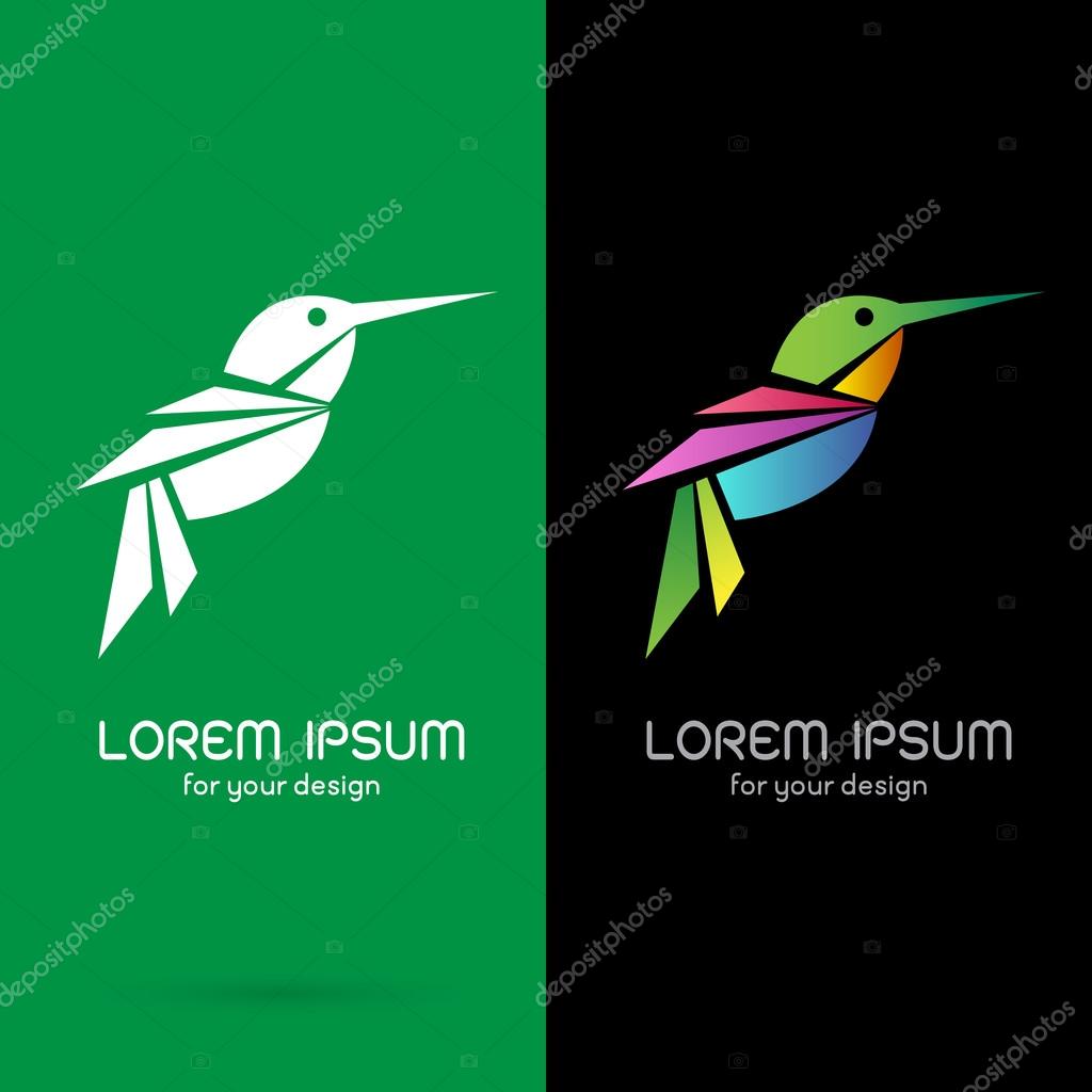 Vector image of an hummingbird design on white background and black background, Logo, Symbol