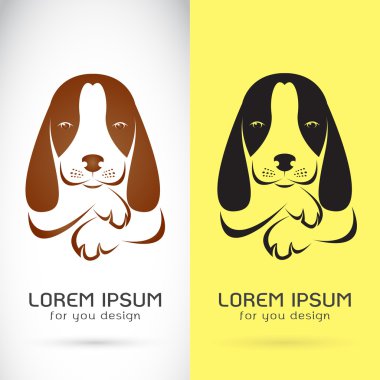 Beyaz arka plan ve sarı bac üzerinde bir köpek tasarım vektör görüntü