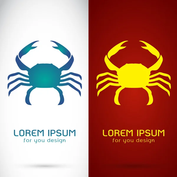 Image vectorielle d'un dessin de crabe sur fond blanc et fond rouge — Image vectorielle