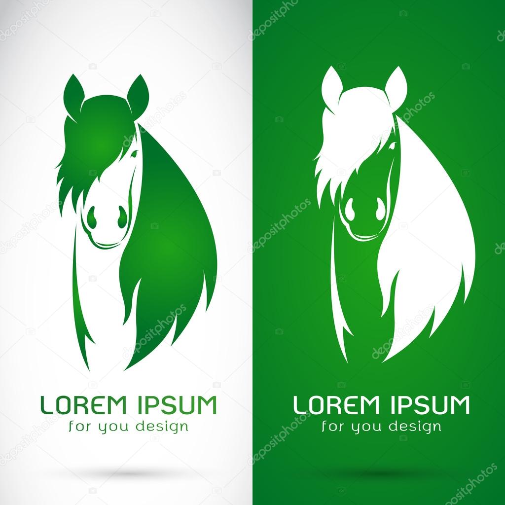 Vector image of an horse design on white background and green background, Logo, Symbol