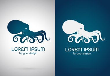 Vector image of an octopus design on  white background and blue  clipart