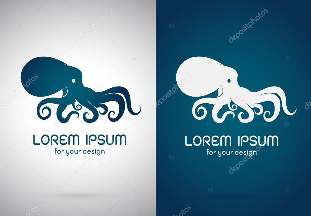 Vector image of an octopus design on  white background and blue background, Logo, Symbol
