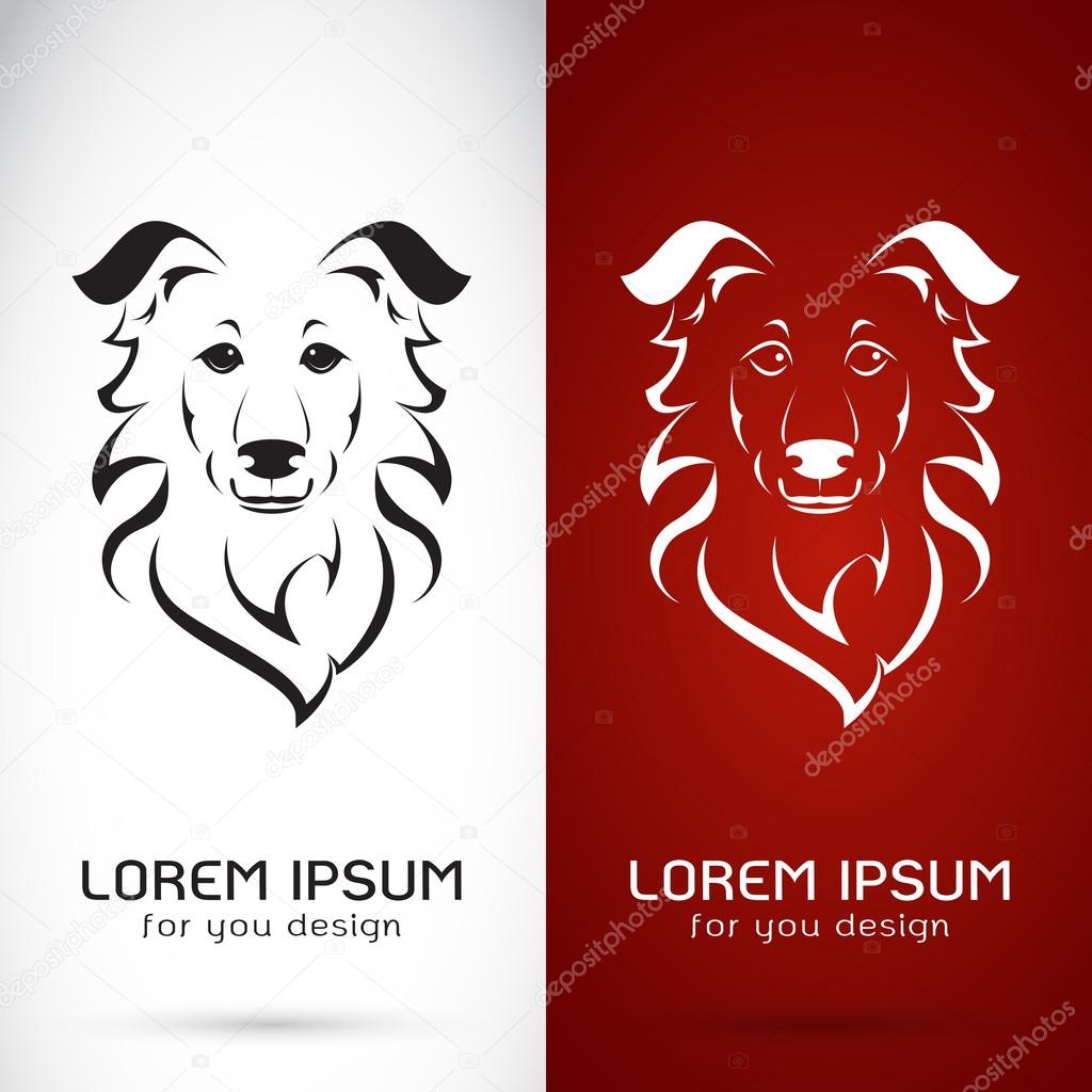 Vector image of an dog on white background and red background, Logo, Symbol