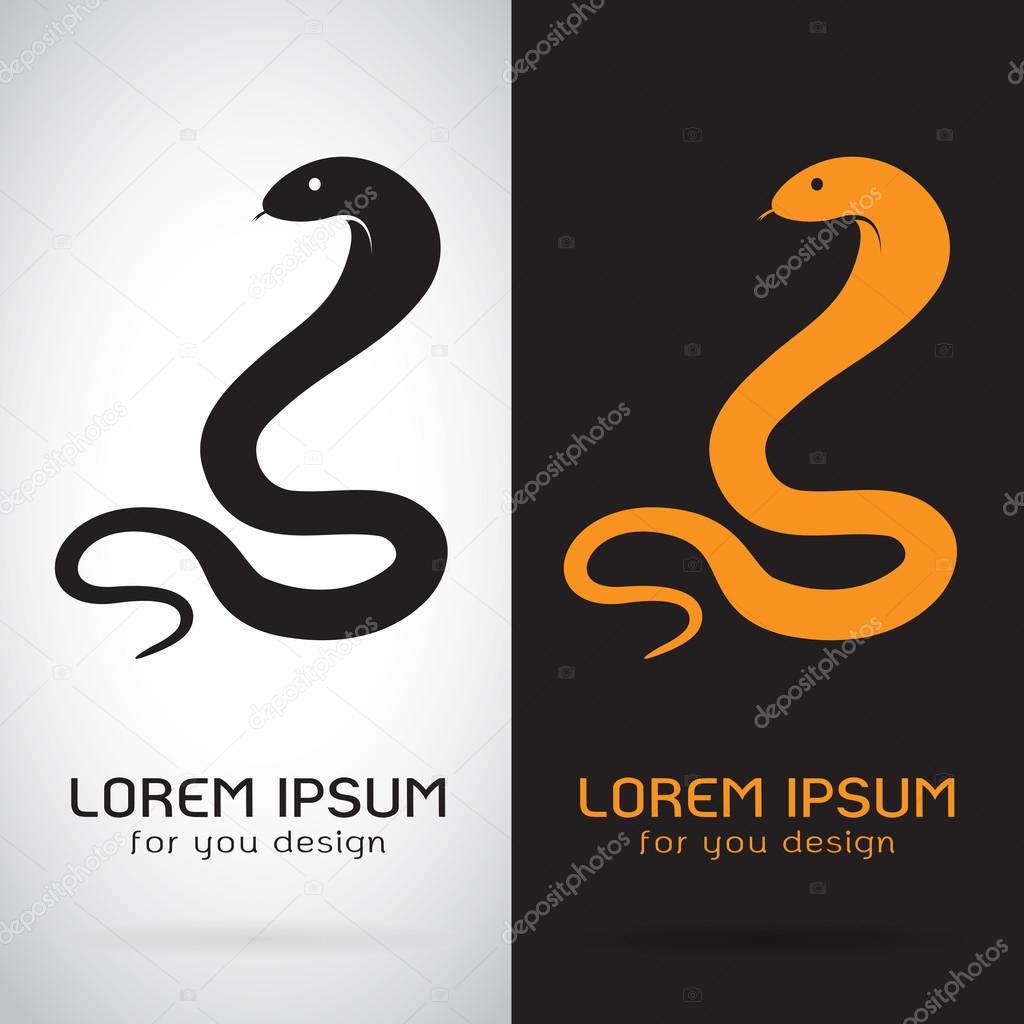 Vector image of an snake on white background and black background, Logo, Symbol
