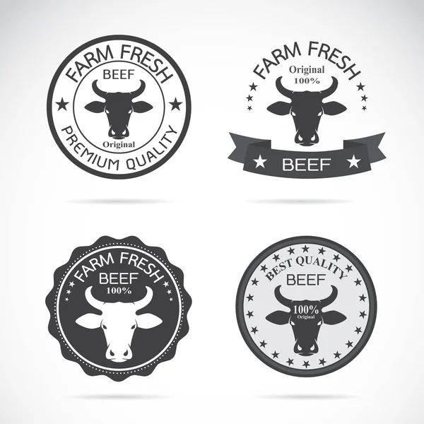 Set of vector an cow label on white background — Stock Vector