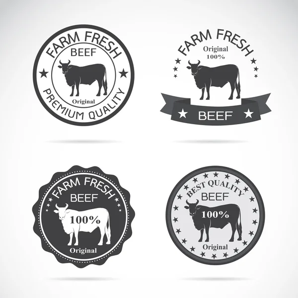 Set of vector an cow label on white background — Stock Vector