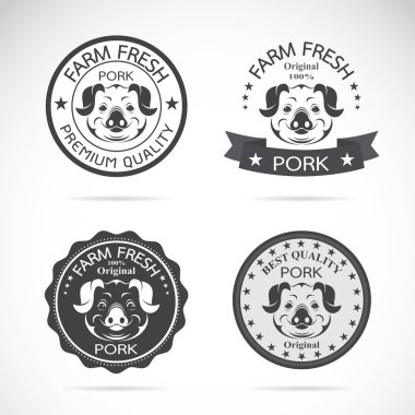 vektör domuz etiketi beyaz zemin üzerinde bir dizi