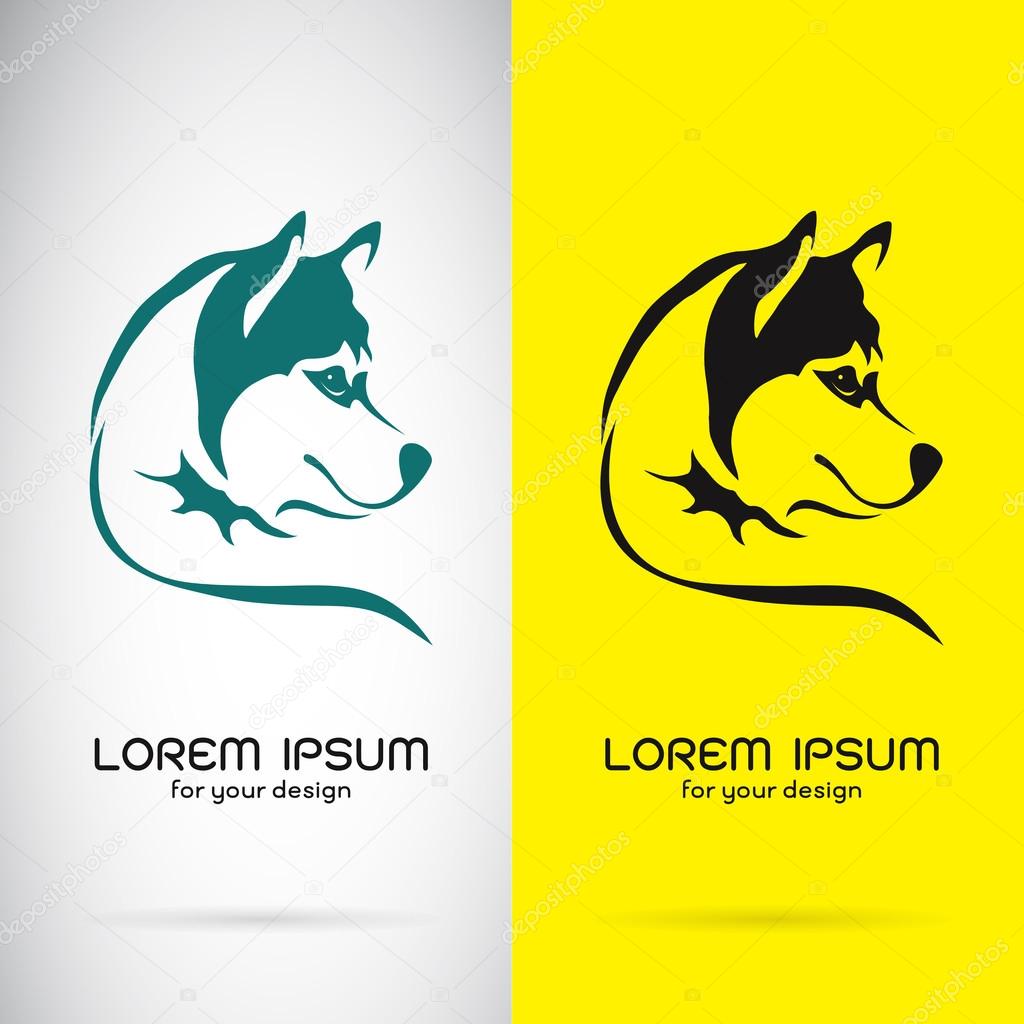 Vector image of a dog siberian husky design on white background and yellow background, Logo, Symbol