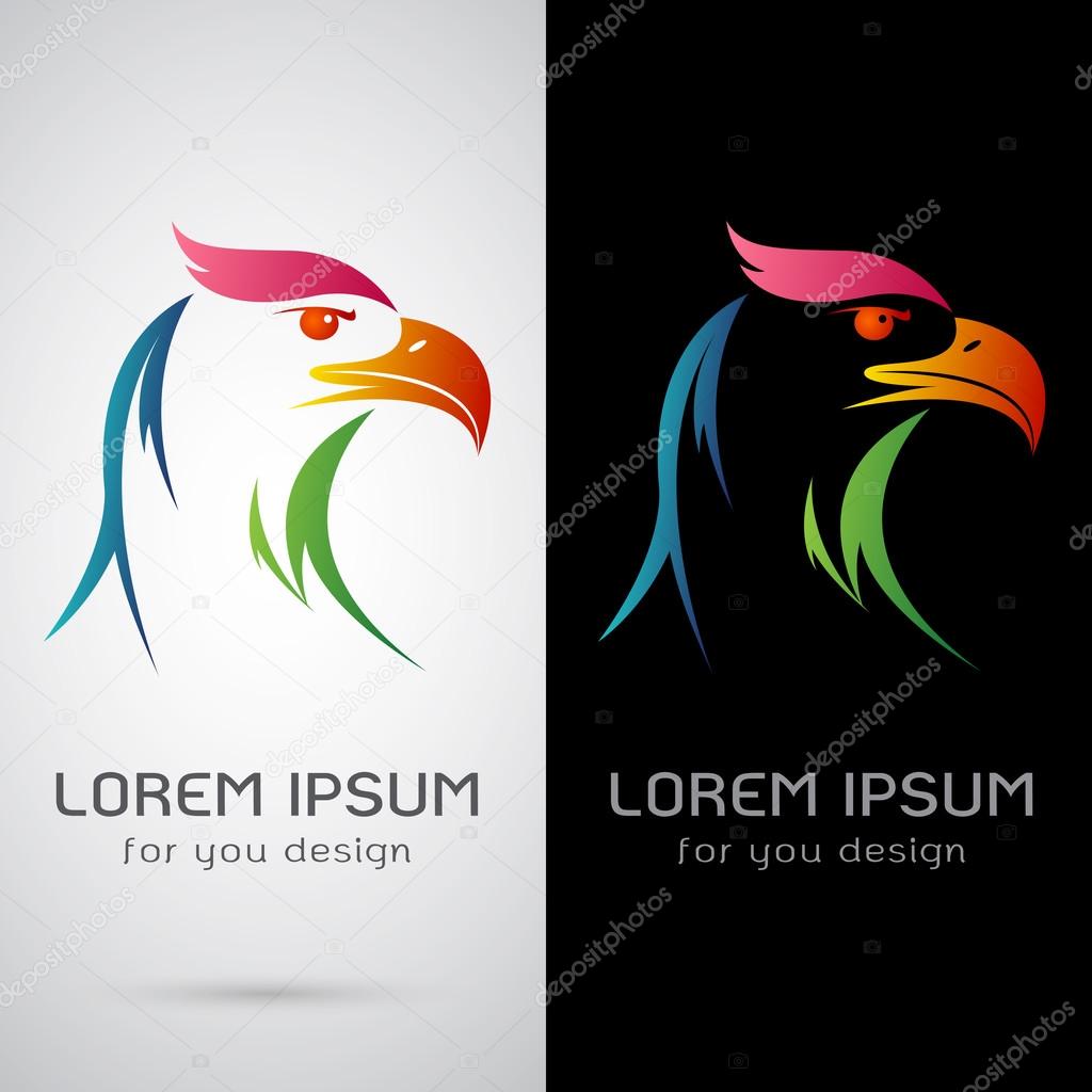 Vector image of a eagle design on white background and black background, Logo, Symbol