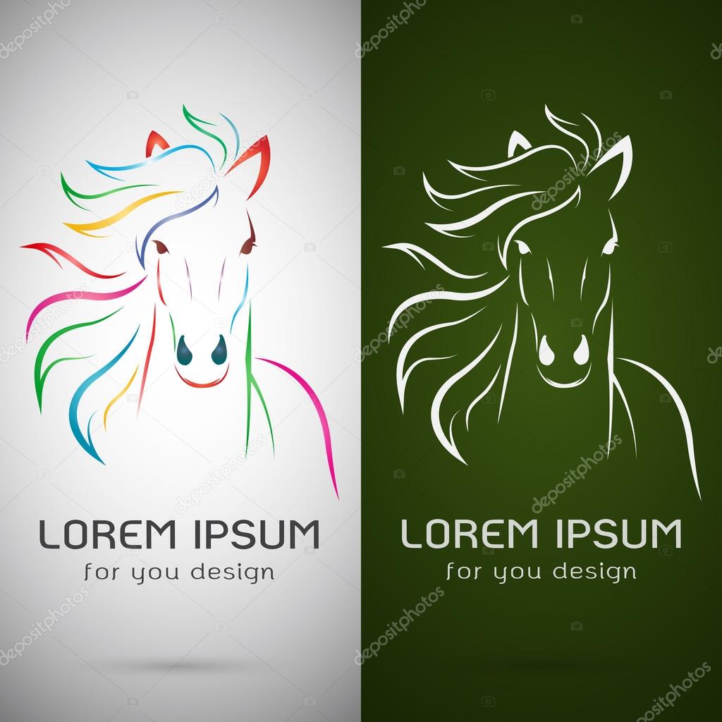 Vector image of an horse design on white background and green background, Logo, Symbol