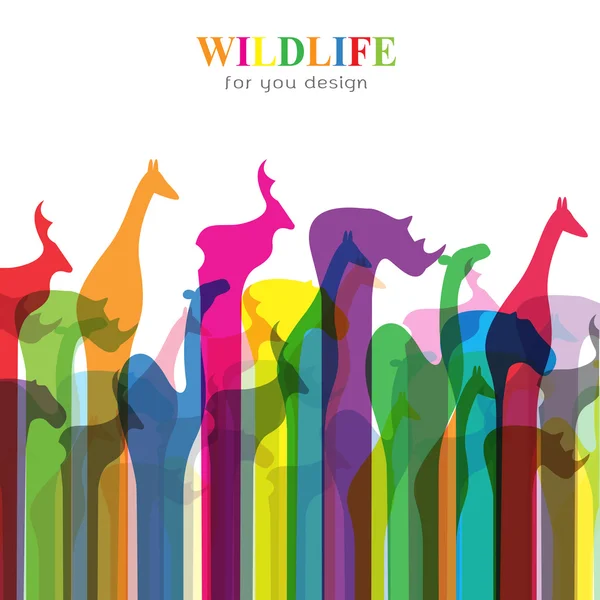 Imagen vectorial de un grupo animal. Vida silvestre — Vector de stock