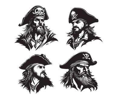 Sakallı, bandanalı ve kafatası ve çapraz kemikli üç köşeli şapkalı haşin korsan kafaların temsilcisi..
