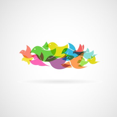 Beyaz arkaplandaki kuş - Vektör İllüstrasyonu