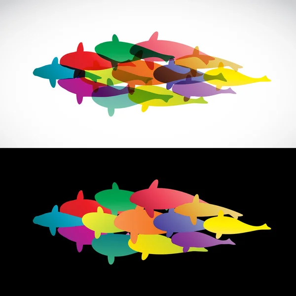 魚の白背景と黒背景デザイン - ベクトルの私 — ストックベクタ