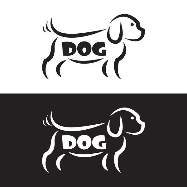 Imagen vectorial de un diseño de perro sobre fondo negro y espalda blanca — Vector de stock