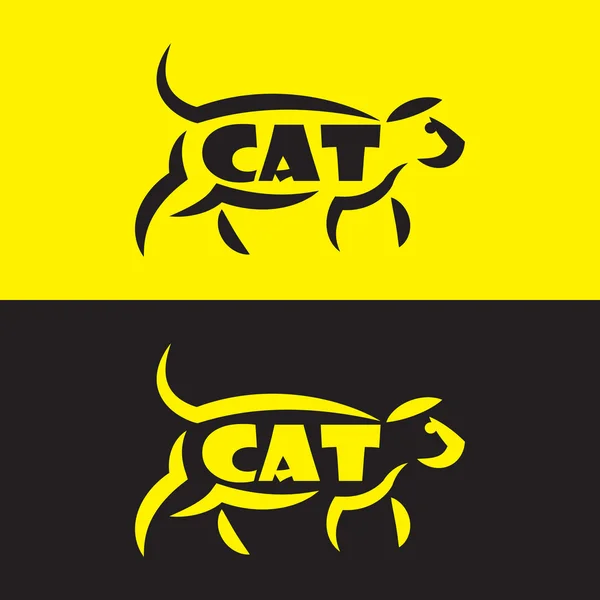 Vector image of an cat design on black background and yellow bac — Stock Vector