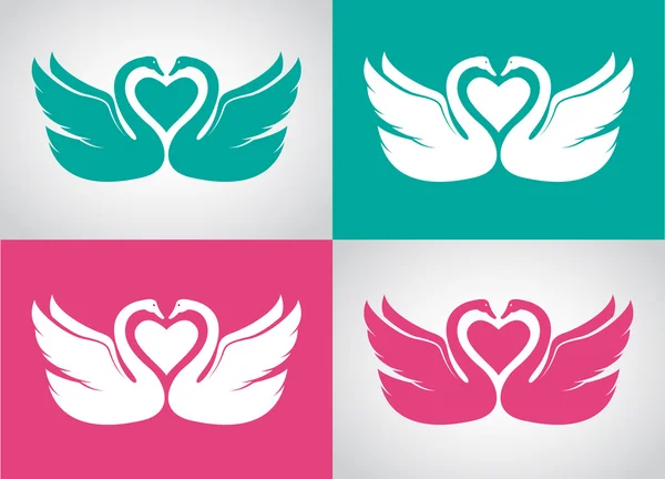 Vector image set of two loving swans design — Stock Vector