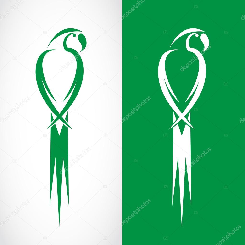 Vector image of an parrot design on white background and green background, Logo, Symbol