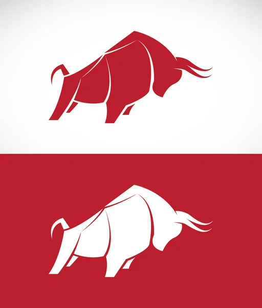 Vector image of bull design on white background and red backgrou — Stock Vector