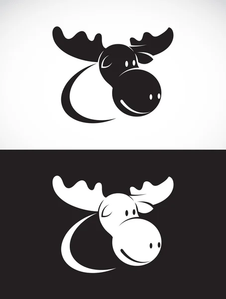 Gambar vektor dari desain moose pada latar belakang putih dan backg hitam - Stok Vektor