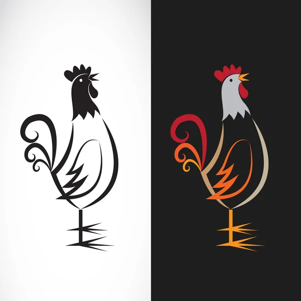 Vektorbild eines Hühnerdesigns auf weißem Hintergrund und schwarz — Stockvektor