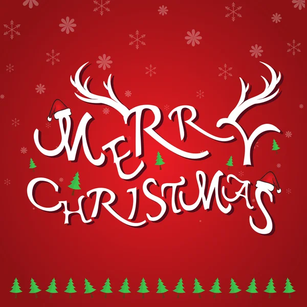 Cartão de felicitações de Natal. Feliz Natal lettering na cor vermelha — Vetor de Stock