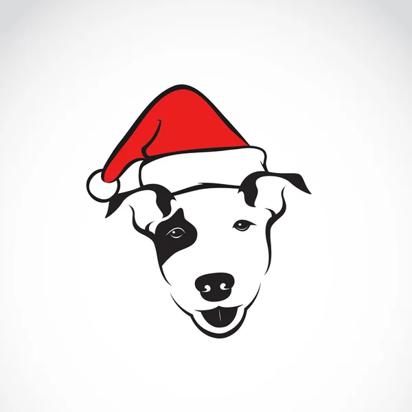 Vektorbild eines Hundes und Weihnachtsmützen auf weißem Hintergrund. — Stockvektor