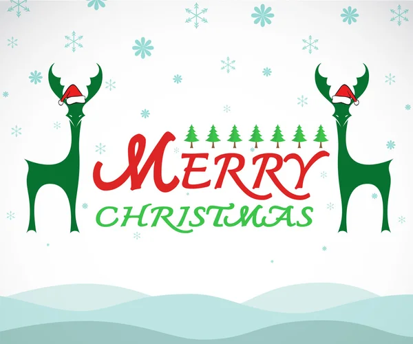 Vector feliz tarjeta de felicitación de Navidad ciervos sobre fondo blanco — Vector de stock