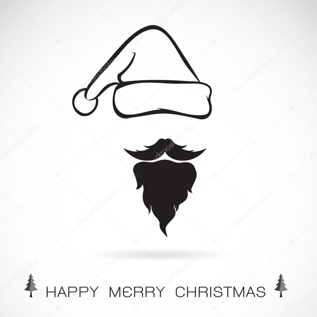 Vector image of an santa hats and beards on white background. Ch