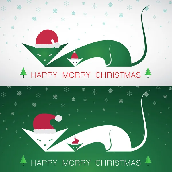 Vector feliz tarjeta de felicitación de Navidad gato — Vector de stock