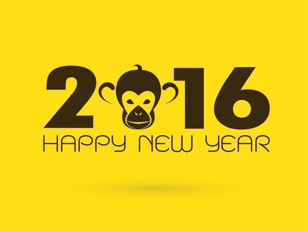Feliz año nuevo, 2016, con cabeza de mono. Ilustración vectorial . — Archivo Imágenes Vectoriales