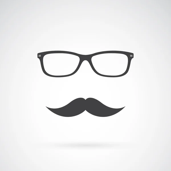 Beyaz arkaplanda bir gözlük ve bıyığın vektör görüntüsü — Stok Vektör