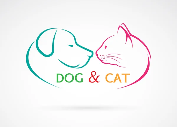 Imagem vetorial de um cão e gato em um fundo branco — Vetor de Stock